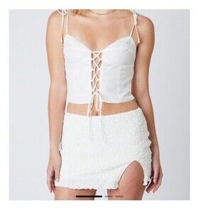 Cotton Candy LA Gilly Top White Tied Up In You Cami Sz M